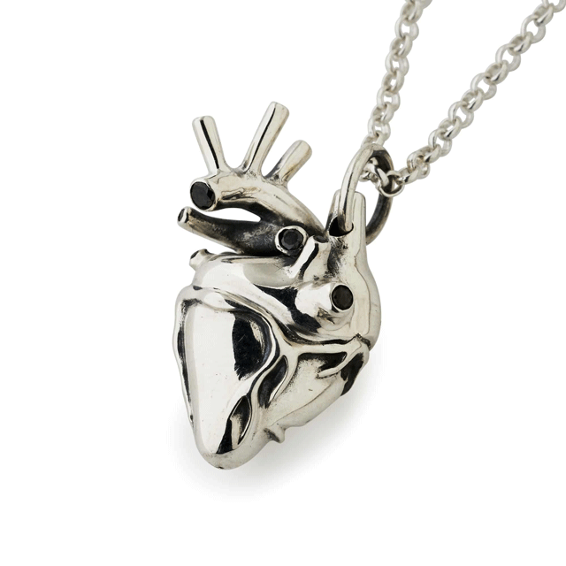 Small Silver Anatomical Heart