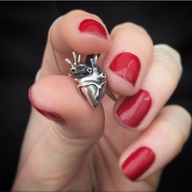 Small Silver Anatomical Heart